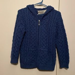 Aran Crafts, kids size 8-11, zip front, hooded sweater.